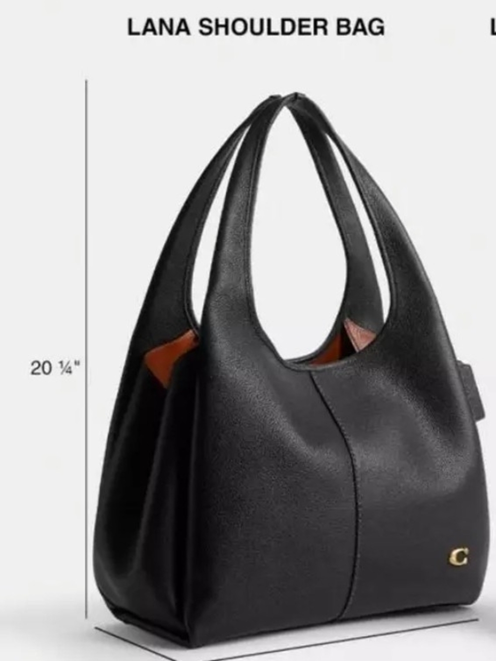 Coach Lana Black Pebbled Leather Hobo Shoulder Bag with Gold Accent - Picture 3 of 3